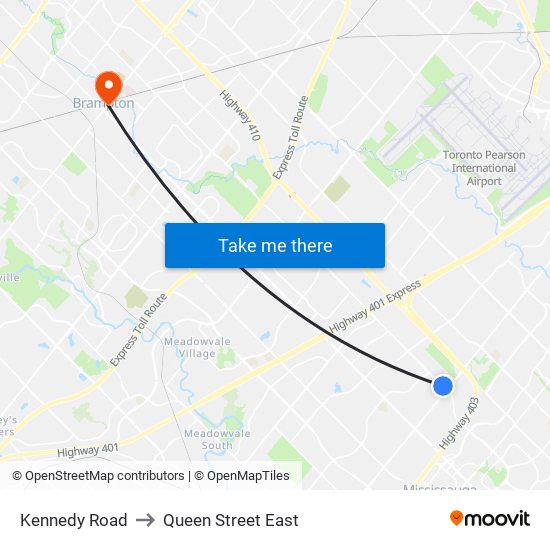 Kennedy Road to Queen Street East map