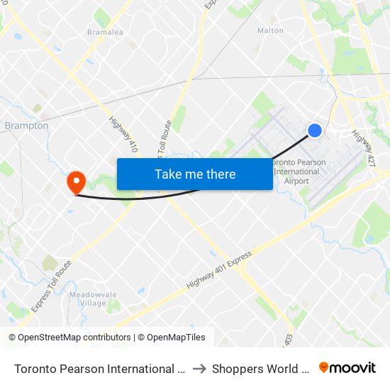 Toronto Pearson International Airport (Yyz) to Shoppers World Terminal map