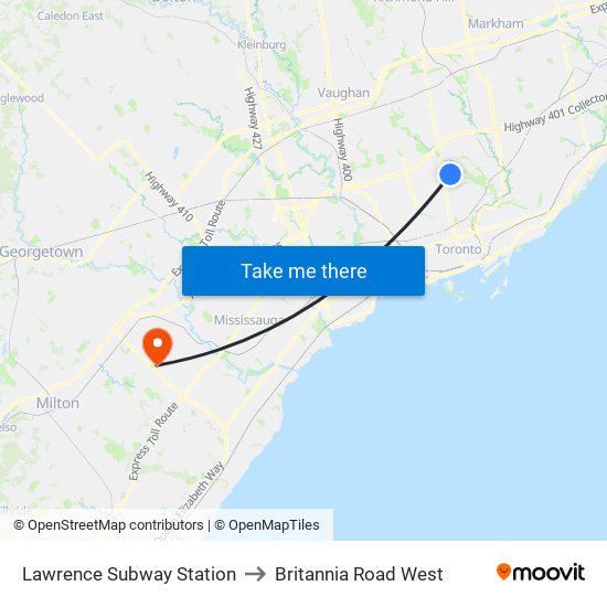 Lawrence Subway Station to Britannia Road West map