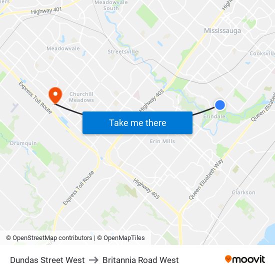 Dundas Street West to Britannia Road West map