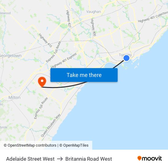 Adelaide Street West to Britannia Road West map