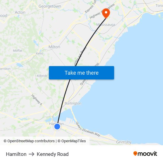 Hamilton to Kennedy Road map
