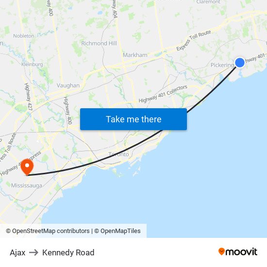 Ajax to Kennedy Road map