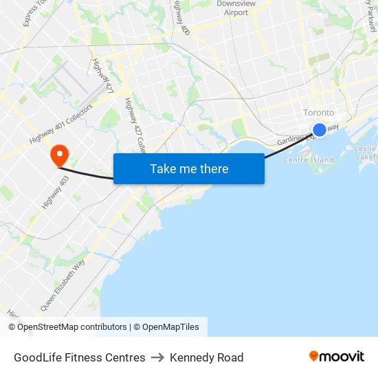 GoodLife Fitness Centres to GoodLife Fitness Centres map