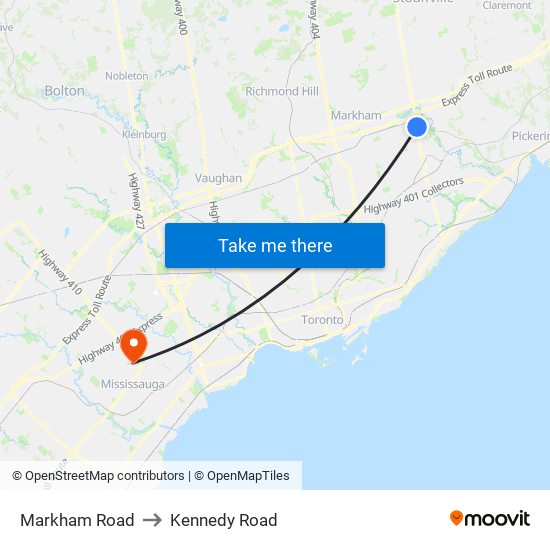Markham Road to Kennedy Road map