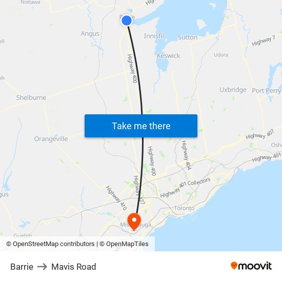 Barrie to Barrie map