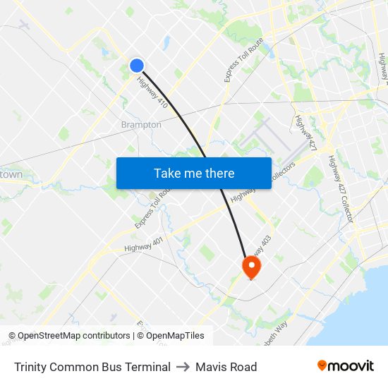 Trinity Common Bus Terminal to Mavis Road map