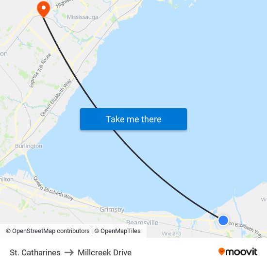 St. Catharines to Millcreek Drive map