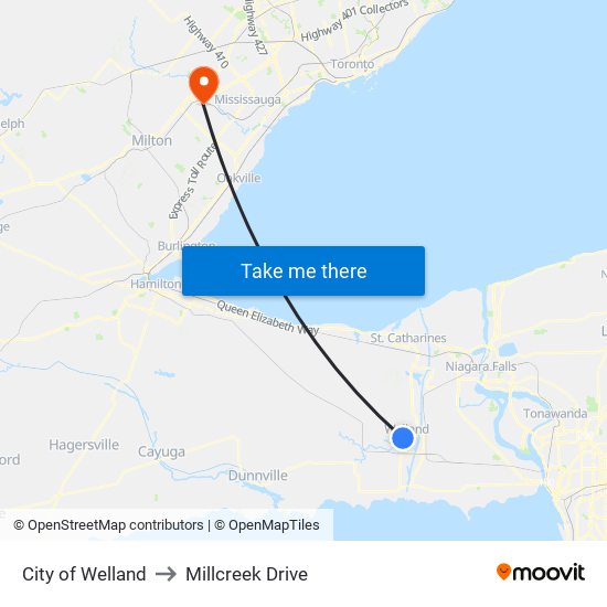 City of Welland to Millcreek Drive map