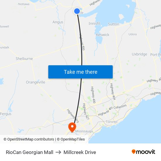 RioCan Georgian Mall to Millcreek Drive map