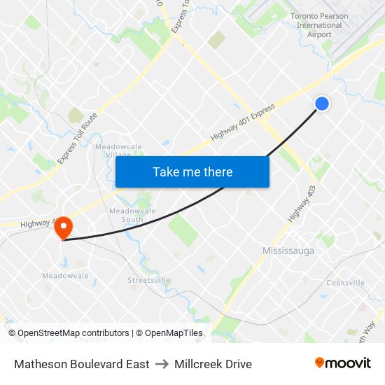 Matheson Boulevard East to Millcreek Drive map