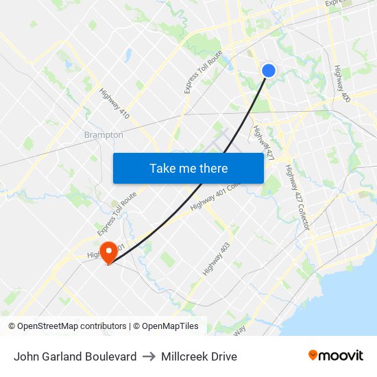 John Garland Boulevard to Millcreek Drive map