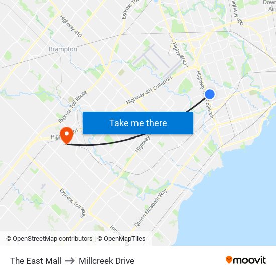 The East Mall to The East Mall map