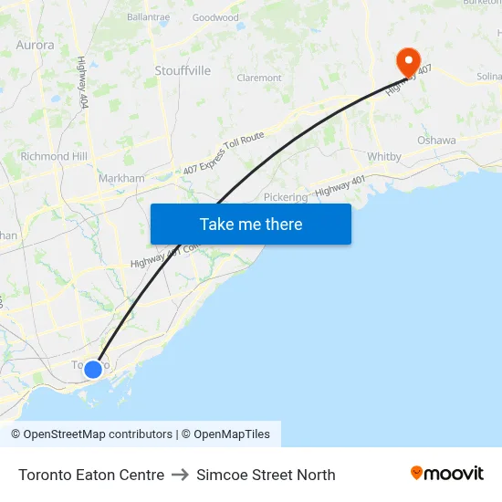Toronto Eaton Centre to Simcoe Street North map