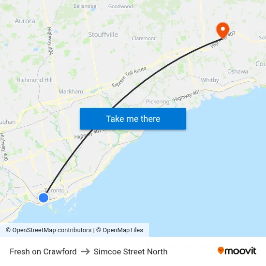 Fresh on Crawford to Simcoe Street North map