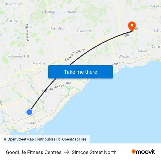 GoodLife Fitness Centres to Simcoe Street North map