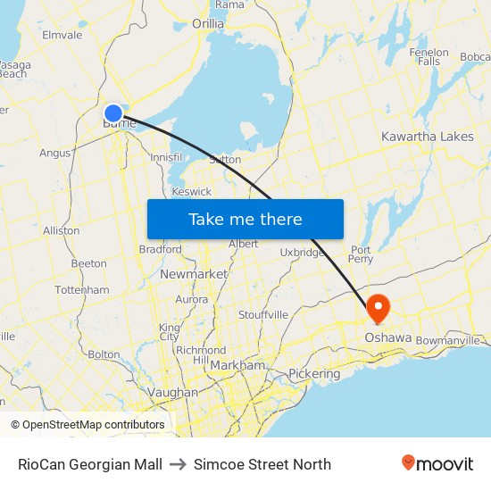 RioCan Georgian Mall to Simcoe Street North map