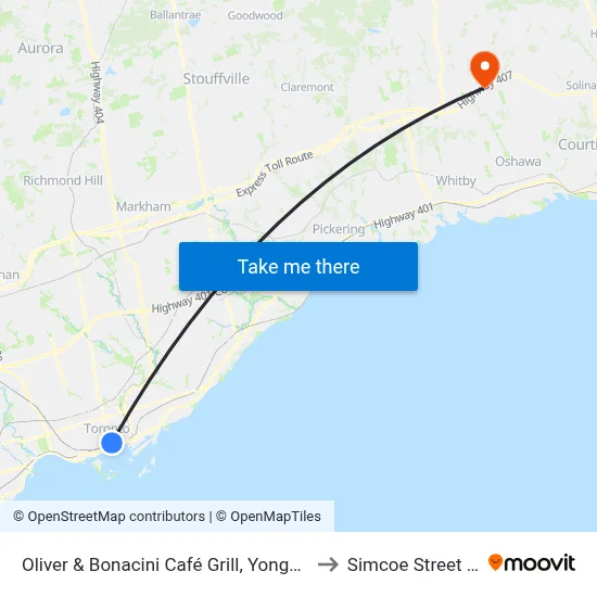 Oliver & Bonacini Café Grill, Yonge and Front to Simcoe Street North map