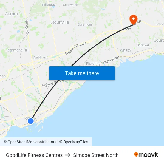 GoodLife Fitness Centres to Simcoe Street North map
