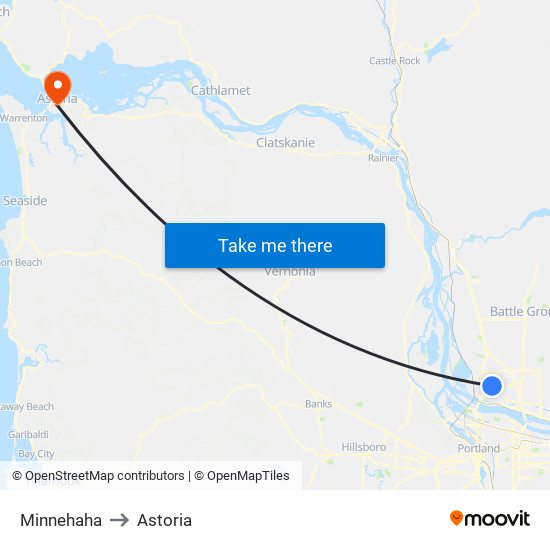 Minnehaha to Astoria map