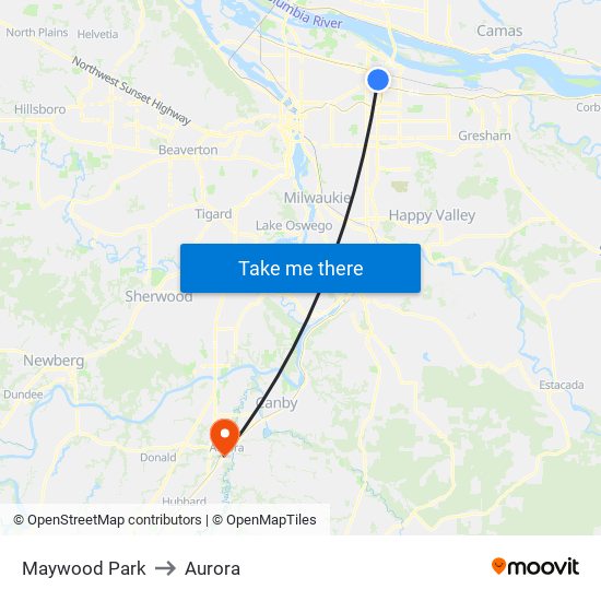 Maywood Park to Aurora map