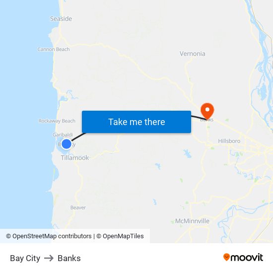 Bay City to Banks map