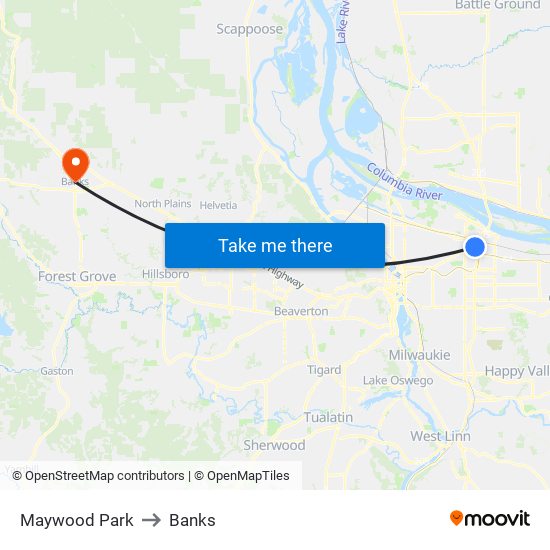 Maywood Park to Banks map