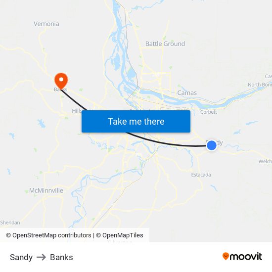 Sandy to Banks map