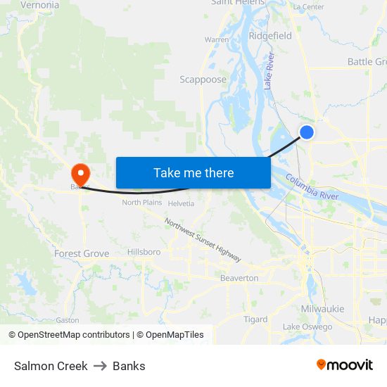 Salmon Creek to Banks map