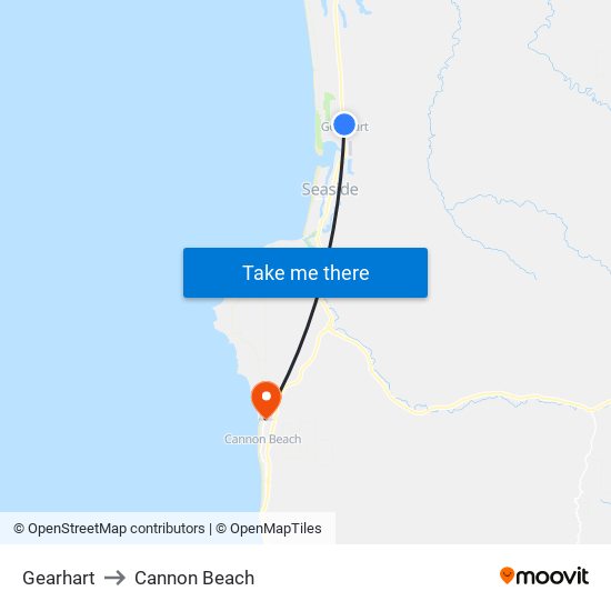 Gearhart to Cannon Beach map