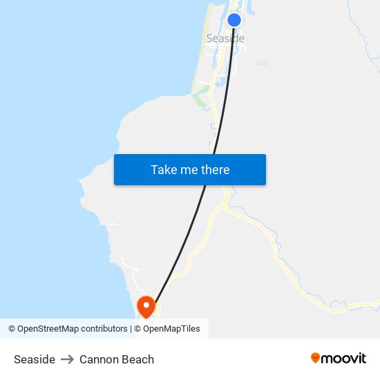 Seaside to Cannon Beach map