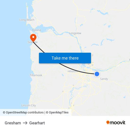 Gresham to Gearhart map