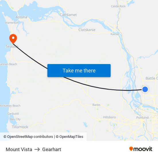 Mount Vista to Gearhart map