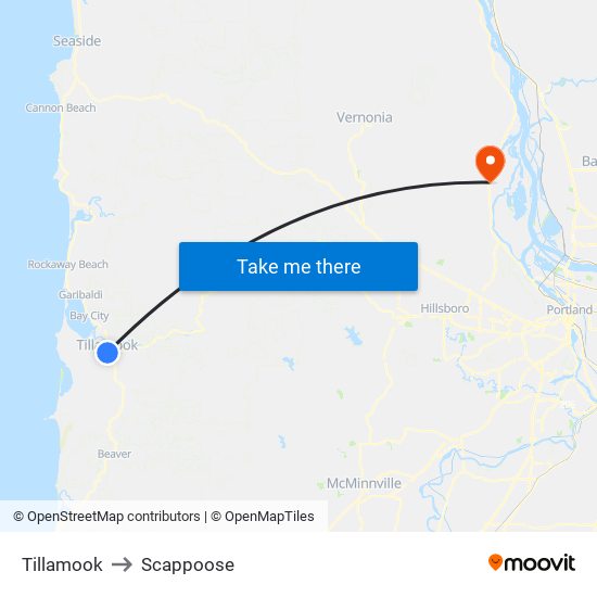 Tillamook to Tillamook map
