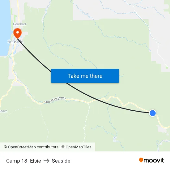Camp 18- Elsie to Seaside map