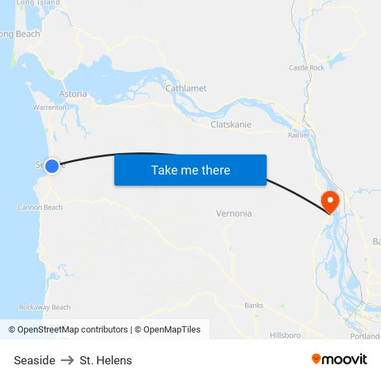 Seaside to St. Helens map