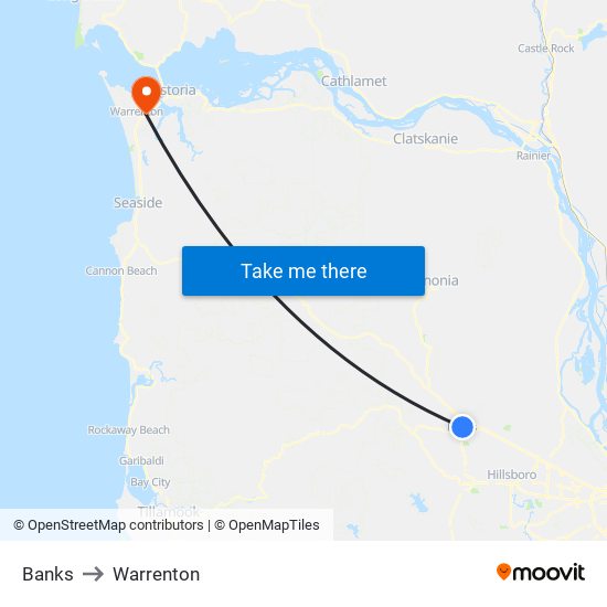 Banks to Warrenton map