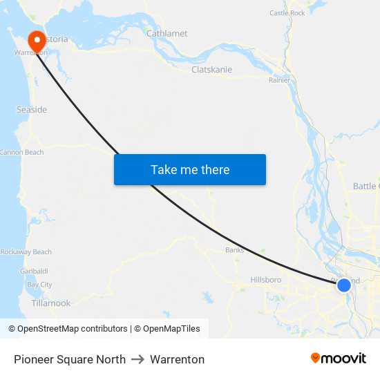 Pioneer Square North to Warrenton map