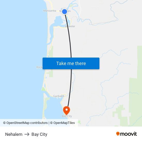 Nehalem to Bay City map