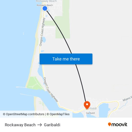 Rockaway Beach to Garibaldi map