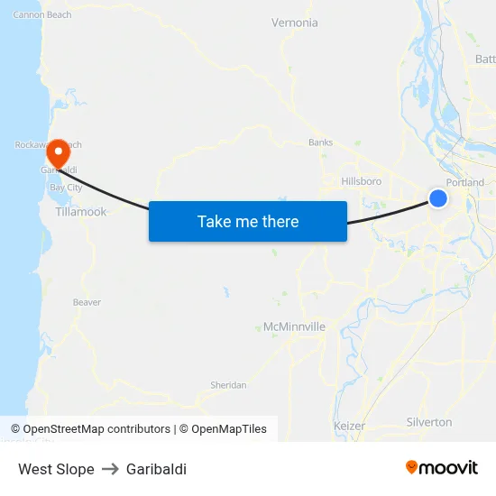West Slope to Garibaldi map