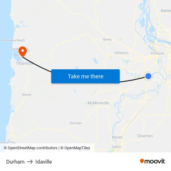 Durham to Idaville map