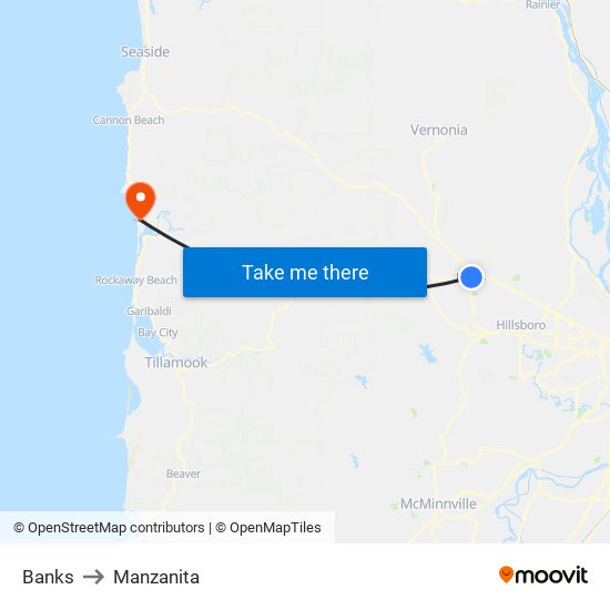Banks to Manzanita map