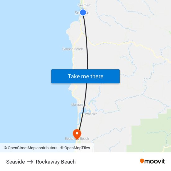 Seaside to Rockaway Beach map