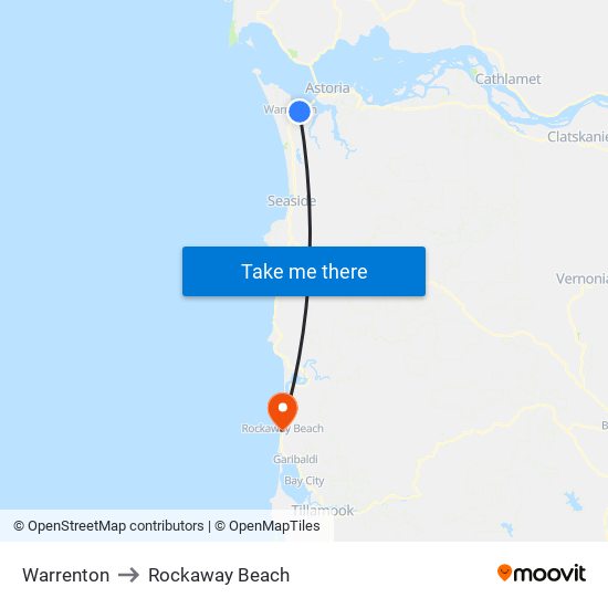 Warrenton to Rockaway Beach map