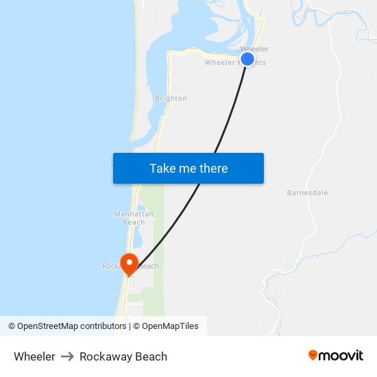 Wheeler to Rockaway Beach map