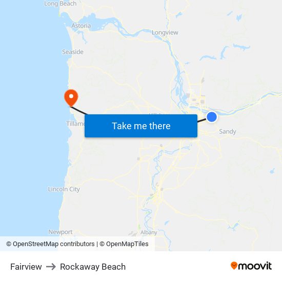 Fairview to Rockaway Beach map