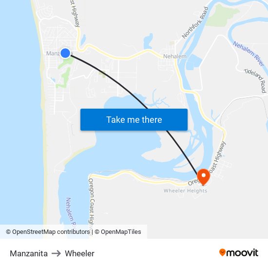 Manzanita to Wheeler map