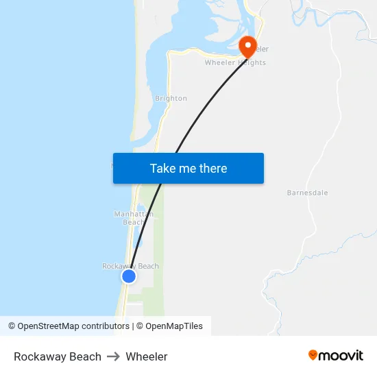 Rockaway Beach to Wheeler map