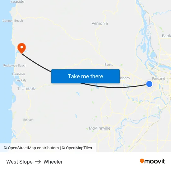 West Slope to Wheeler map